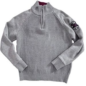 Tommy Hilfiger Mock Neck 1/4 Zip-Up Waffle Knit Sweater